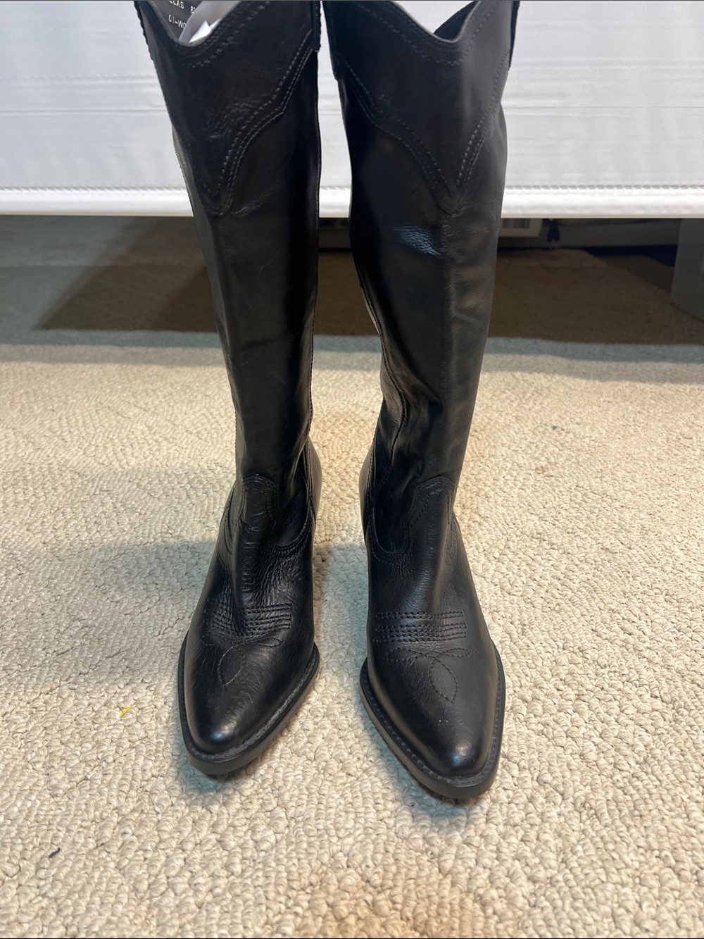 Women’s Dallas Black Leather Western Cowboy Boots 8.5M Made in Brazil